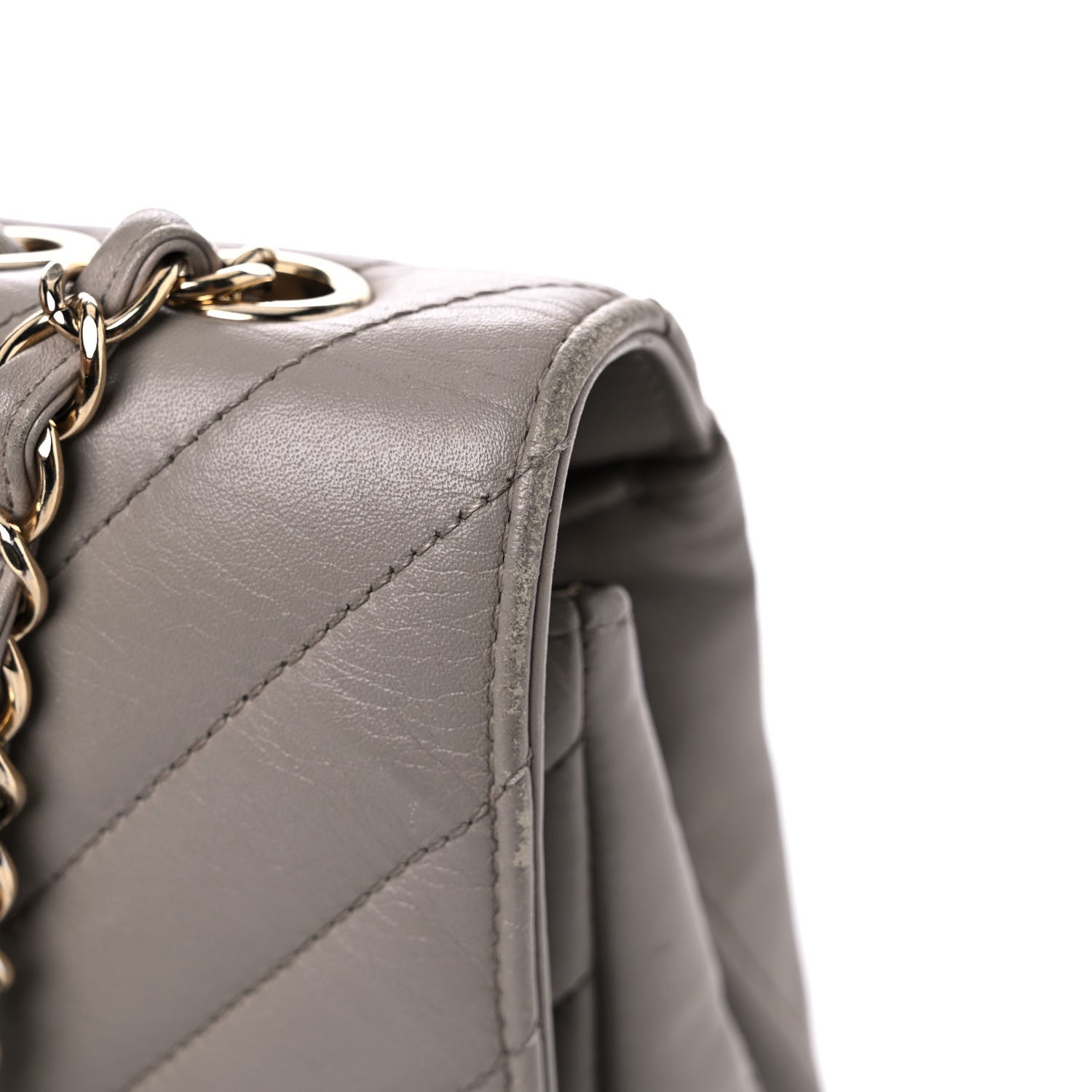 Chanel Calfskin Chevron Quilted Large Statement Flap Grey 19 of 21