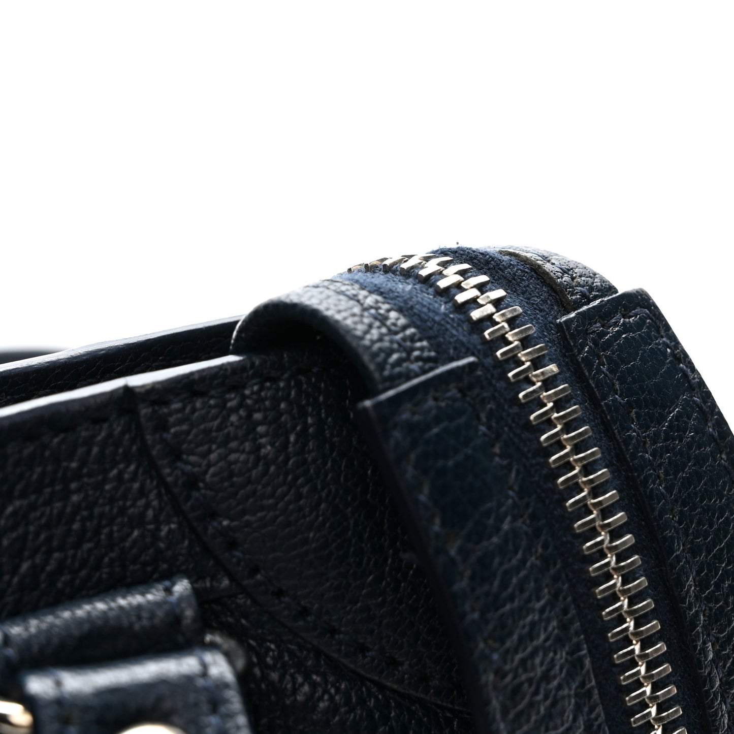 Chevre Silver Metallic Edge Hardware Mini City Bleu de Minuit