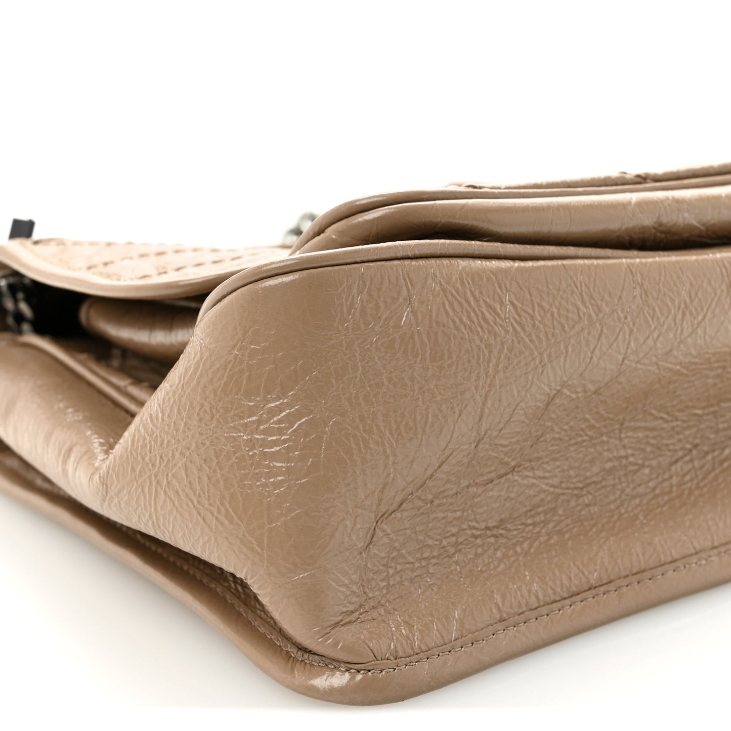 Crinkled Calfskin Matelasse Monogram Medium Niki Chain Satchel Light Taupe