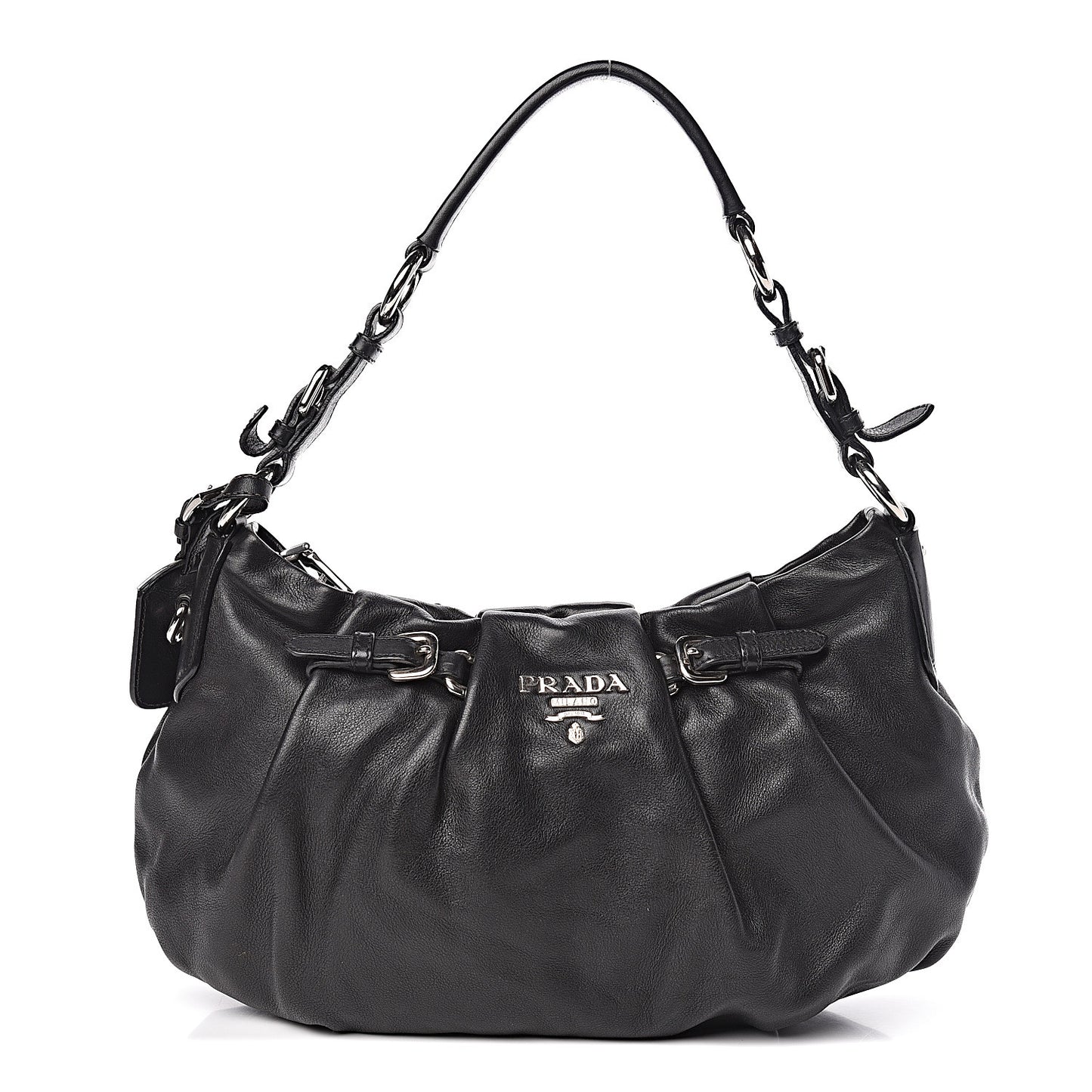 Soft Calf Pleated Hobo Black