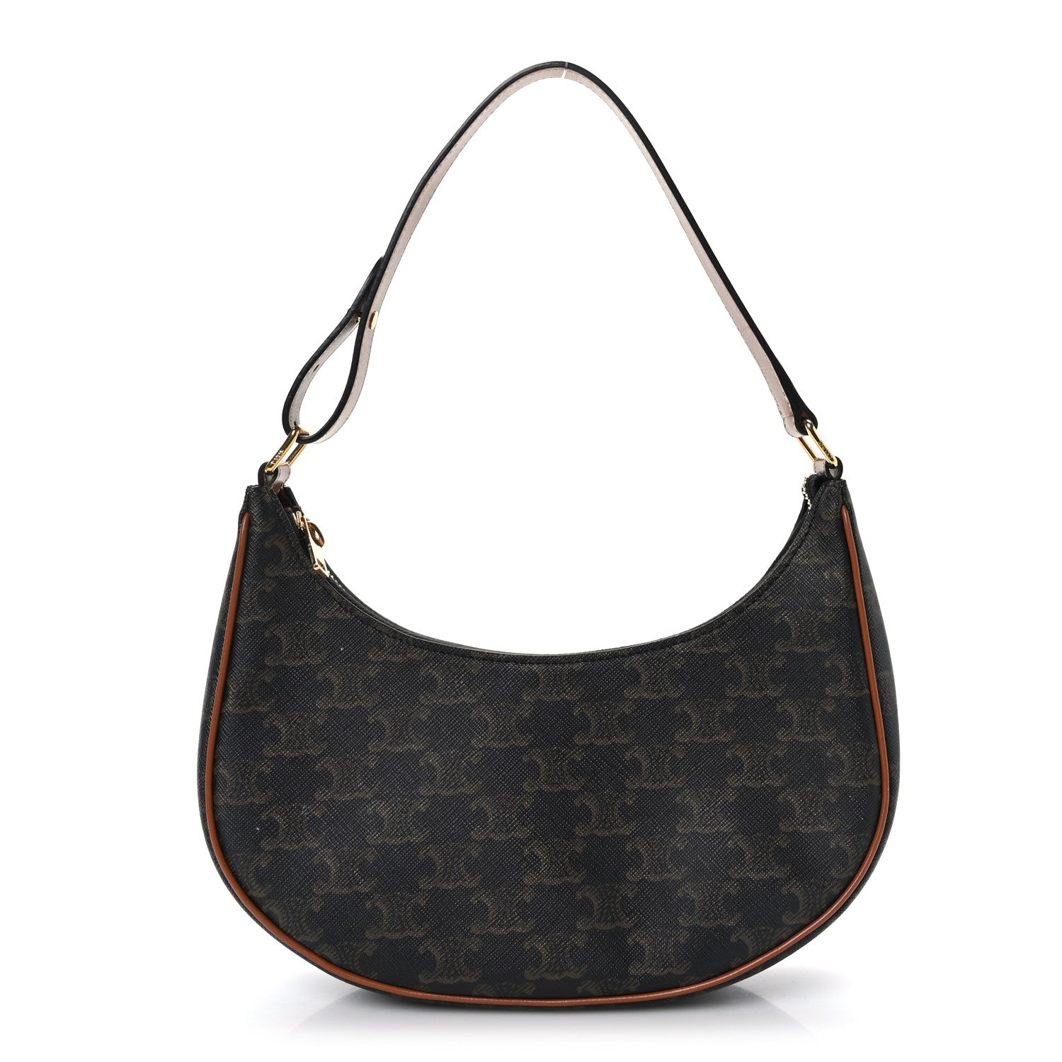 Celine Triomphe Canvas Calfskin Ava Shoulder Bag Tan 1 of 9