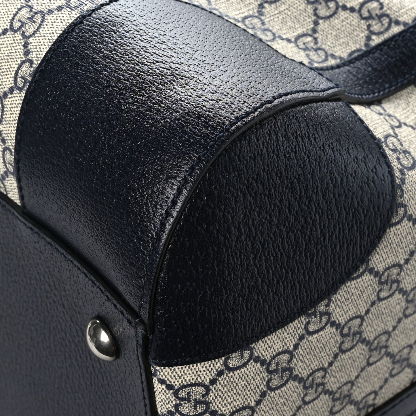 GG Supreme Monogram Textured Dollar Calfskin Web Large Savoy Duffle Bag Beige Blue