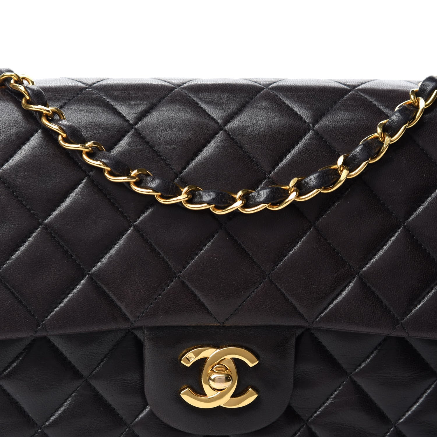 Chanel Lambskin Quilted Medium Double Flap Black 16 of 16