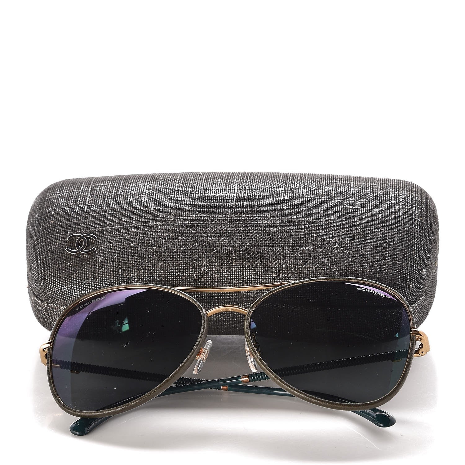 Chanel Metal Lambskin Pilot Fall Sunglasses 4227-Q Green 9 of 9