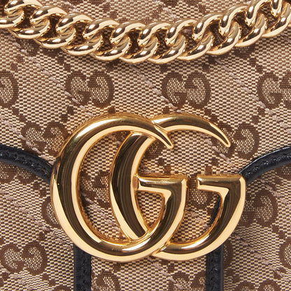 Gucci Monogram Matelasse Diagonal Small GG Marmont Shoulder Bag Beige Black 7 of 8