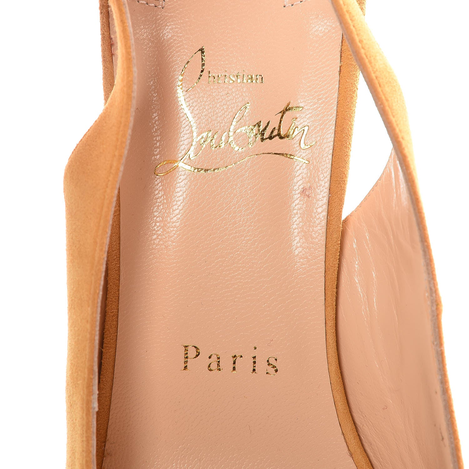 Christian Louboutin Veau Velours Apostrophy Sling 85 Pumps 39.5 Epi D'Or 7 of 9