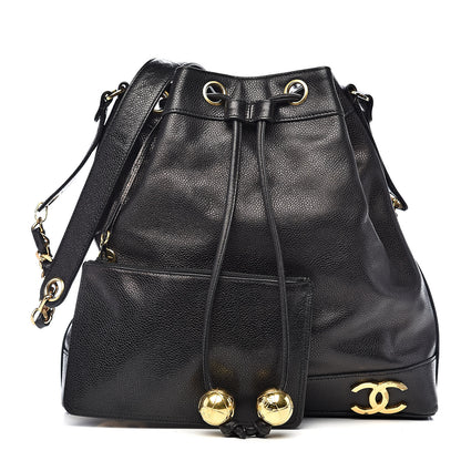Chanel Caviar CC Drawstring Shoulder Bag Black 1 of 11