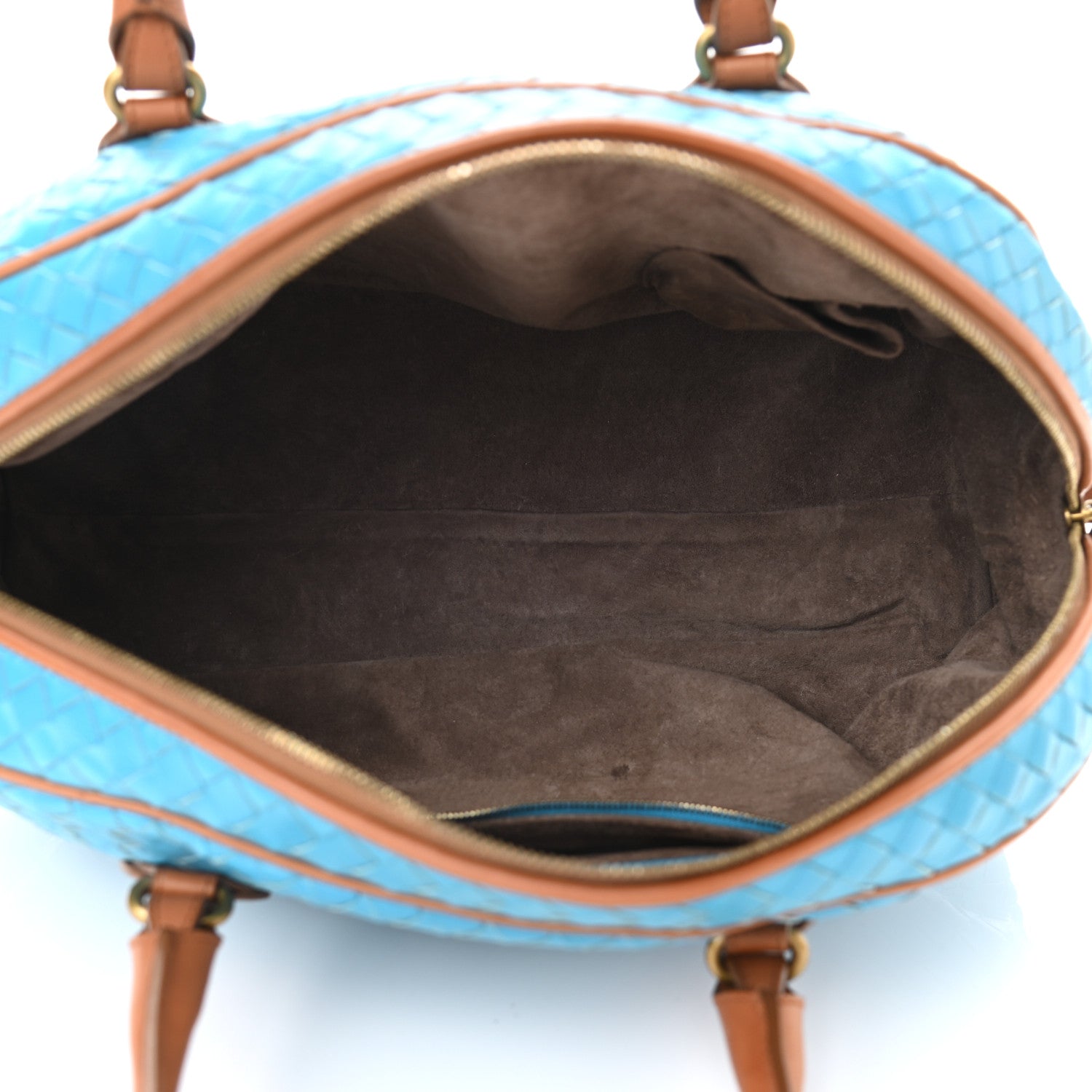 Bottega Veneta Nappa Intrecciato Bowling Bag Blue 5 of 13