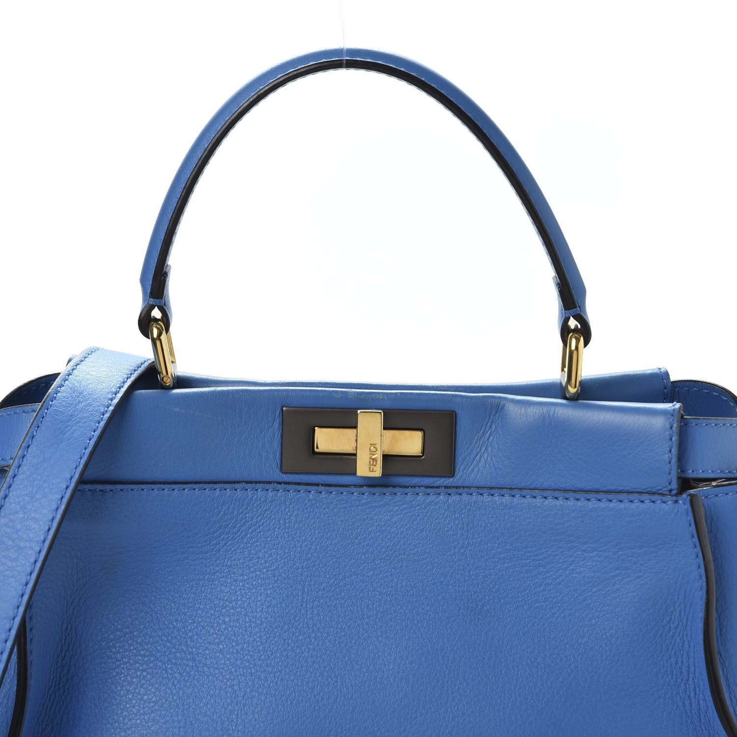 Fendi Vitello Seta Medium Peekaboo Iconic Satchel Blue Royal 11 of 11