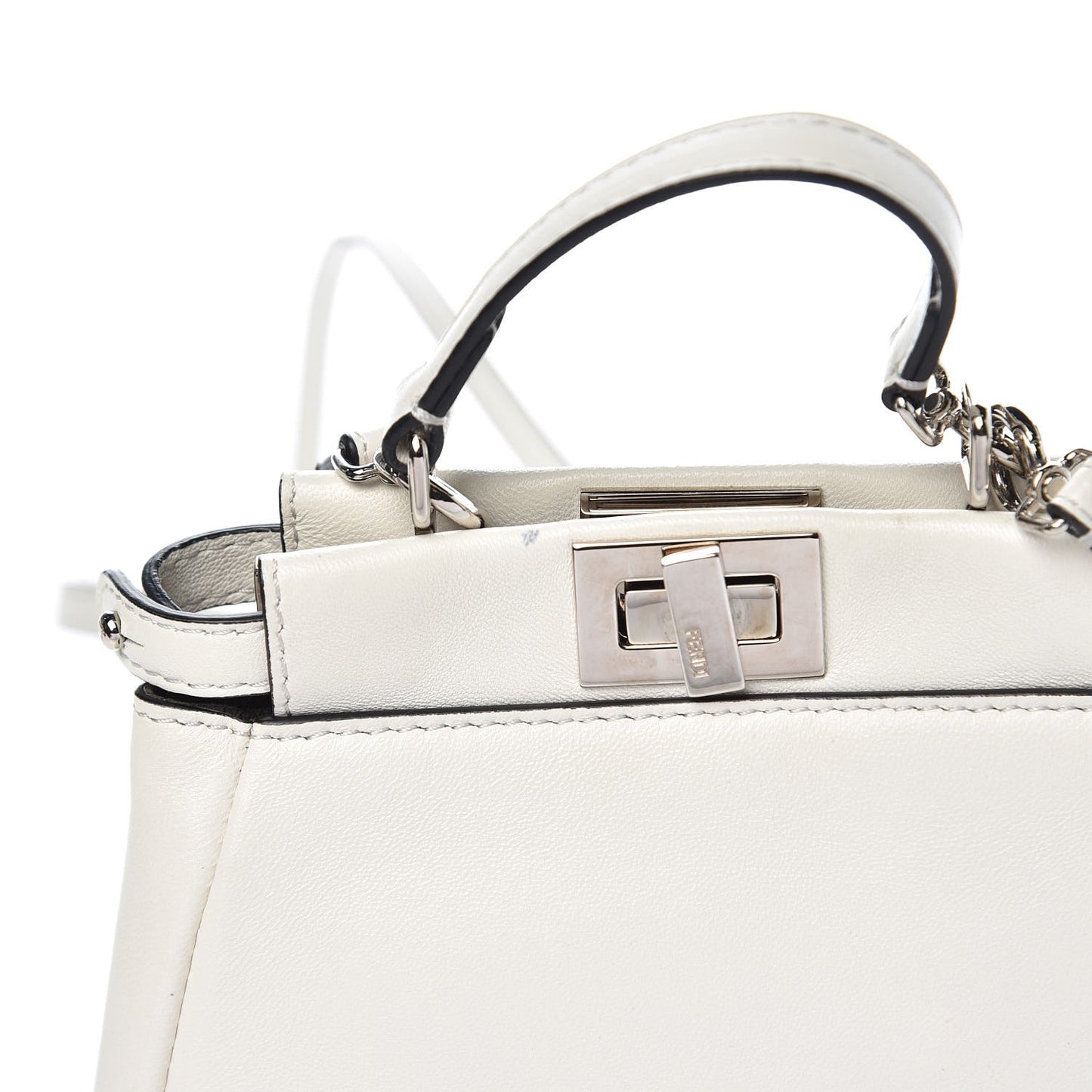 Shiny Nappa Micro Peekaboo Iconic Satchel White
