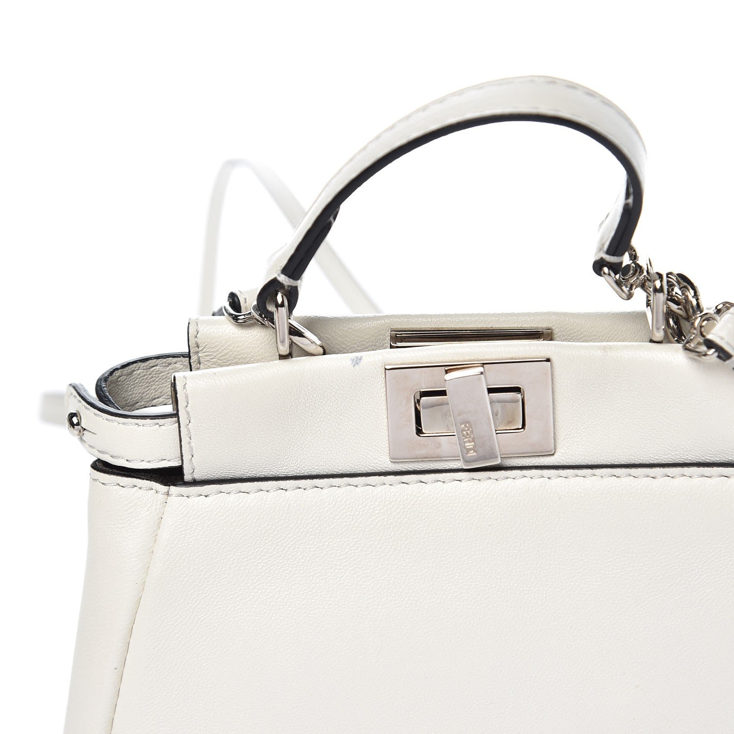 Fendi Shiny Nappa Micro Peekaboo Iconic Satchel White 9 of 11