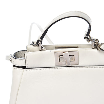Fendi Shiny Nappa Micro Peekaboo Iconic Satchel White 9 of 11