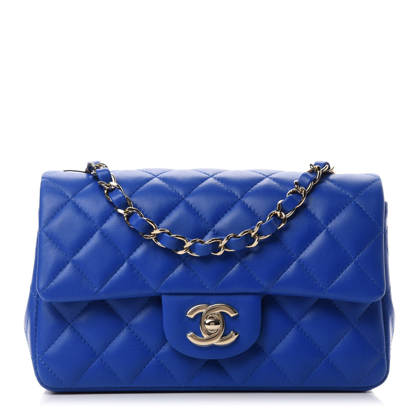 Lambskin Quilted Mini Rectangular Flap Royal Blue