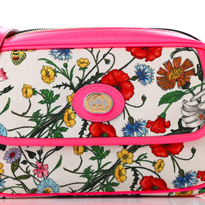 Gucci Canvas Flora Floral Shoulder Bag White Fuchsia Fluo 8 of 10