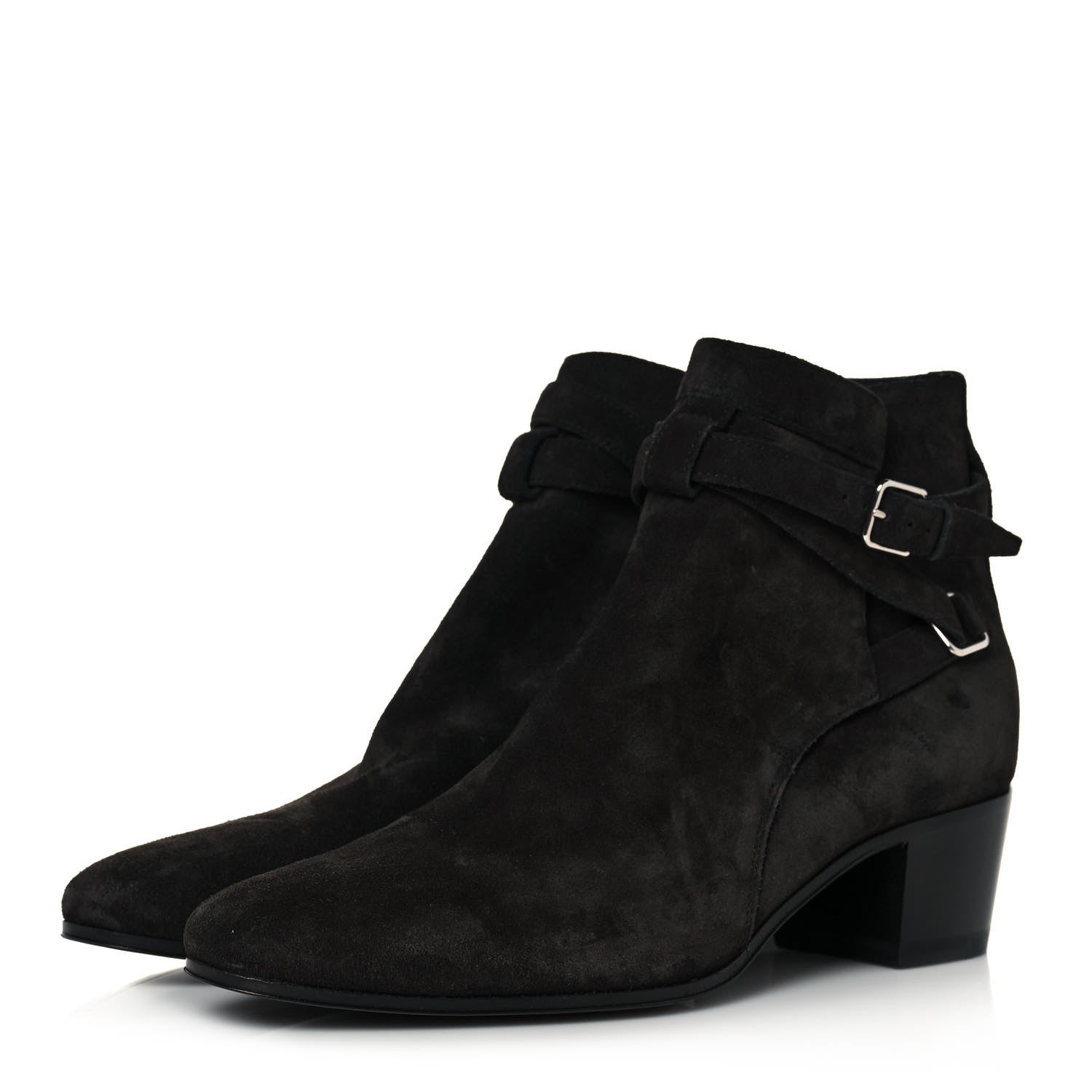 Saint Laurent Suede Jodhpur Calfskin Blake Ankle Boots 37.5 Black 3 of 7
