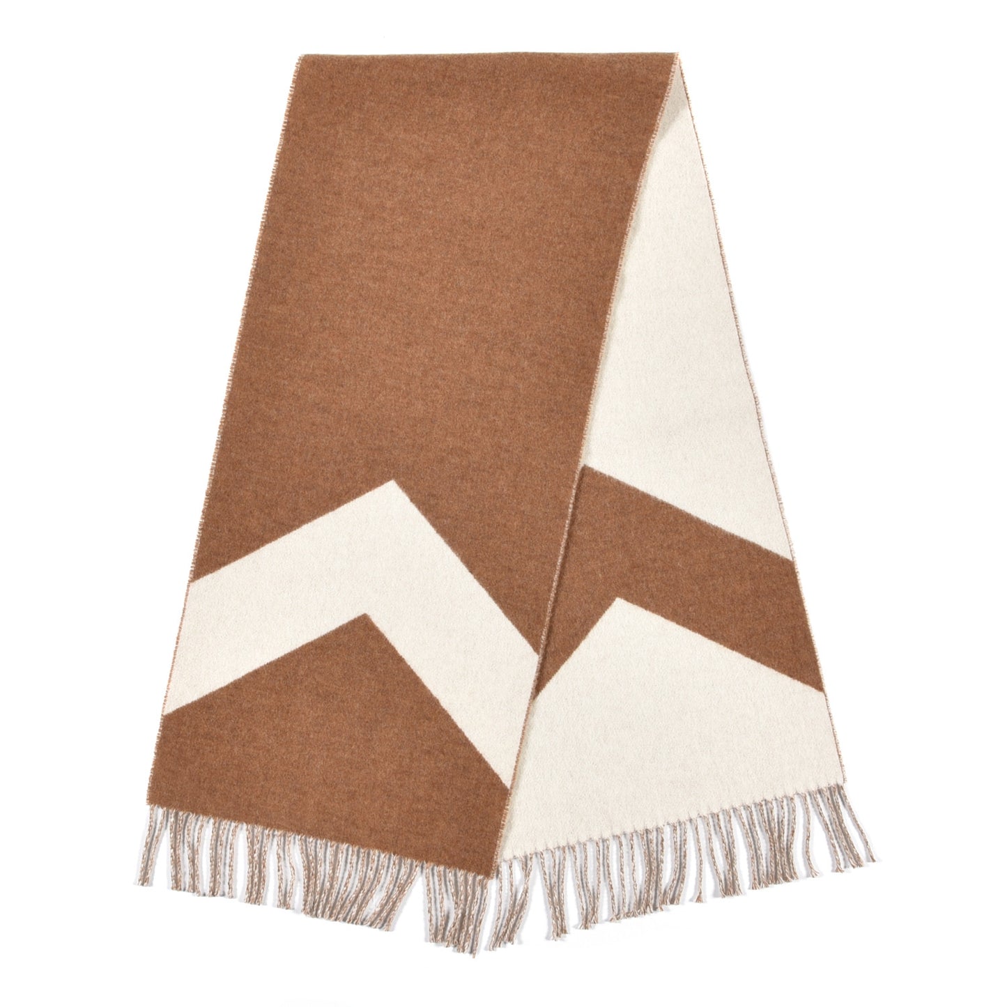 Cashmere Chevron Muffler Noisette Ecru