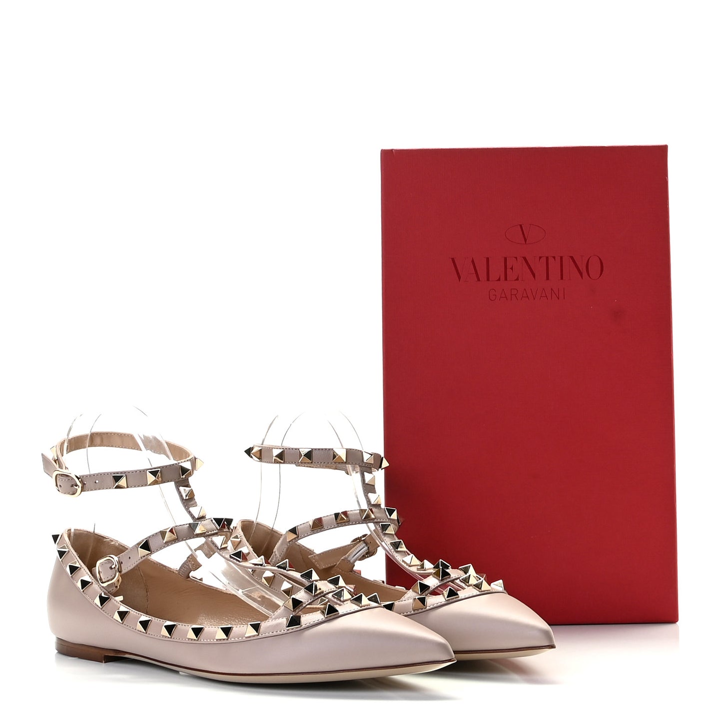 Nappa Rockstud Cage Ballerina Flats 39 Poudre