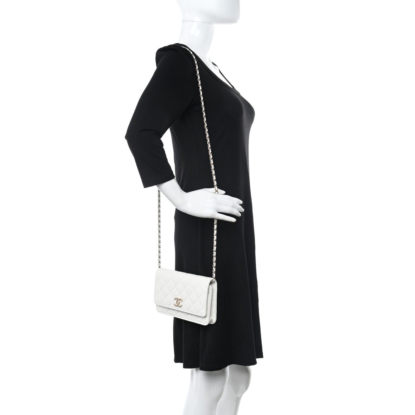 Caviar Quilted Wallet On Chain WOC White
