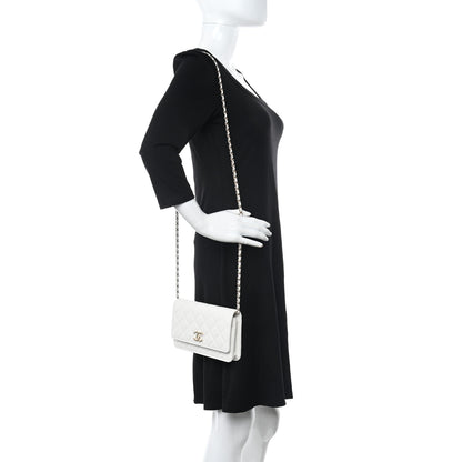 Chanel Caviar Quilted Wallet On Chain WOC White 2 of 9