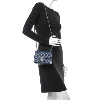 Chanel Lambskin Quilted Mini Square Flap Navy 2 of 9
