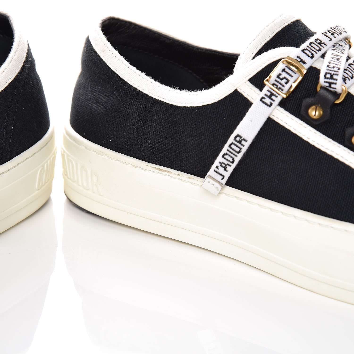 Christian Dior Canvas Walk'n Dior Low Top Sneakers 38.5 Black White 14 of 16