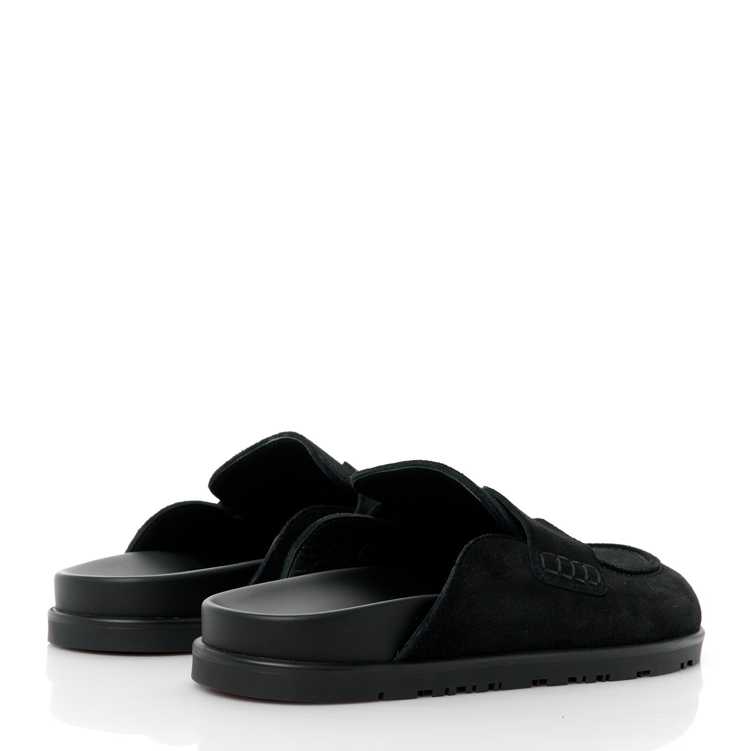 Hermes Suede Calfskin Go Mules 37.5 Black 4 of 7