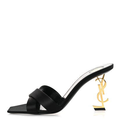 Saint Laurent Crepe Satin Crystal Opyum Mules 39 Black 1 of 12