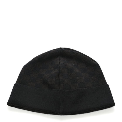 Louis Vuitton Wool Bonnet Petit Damier Beanie Hat Black Brown 3 of 6