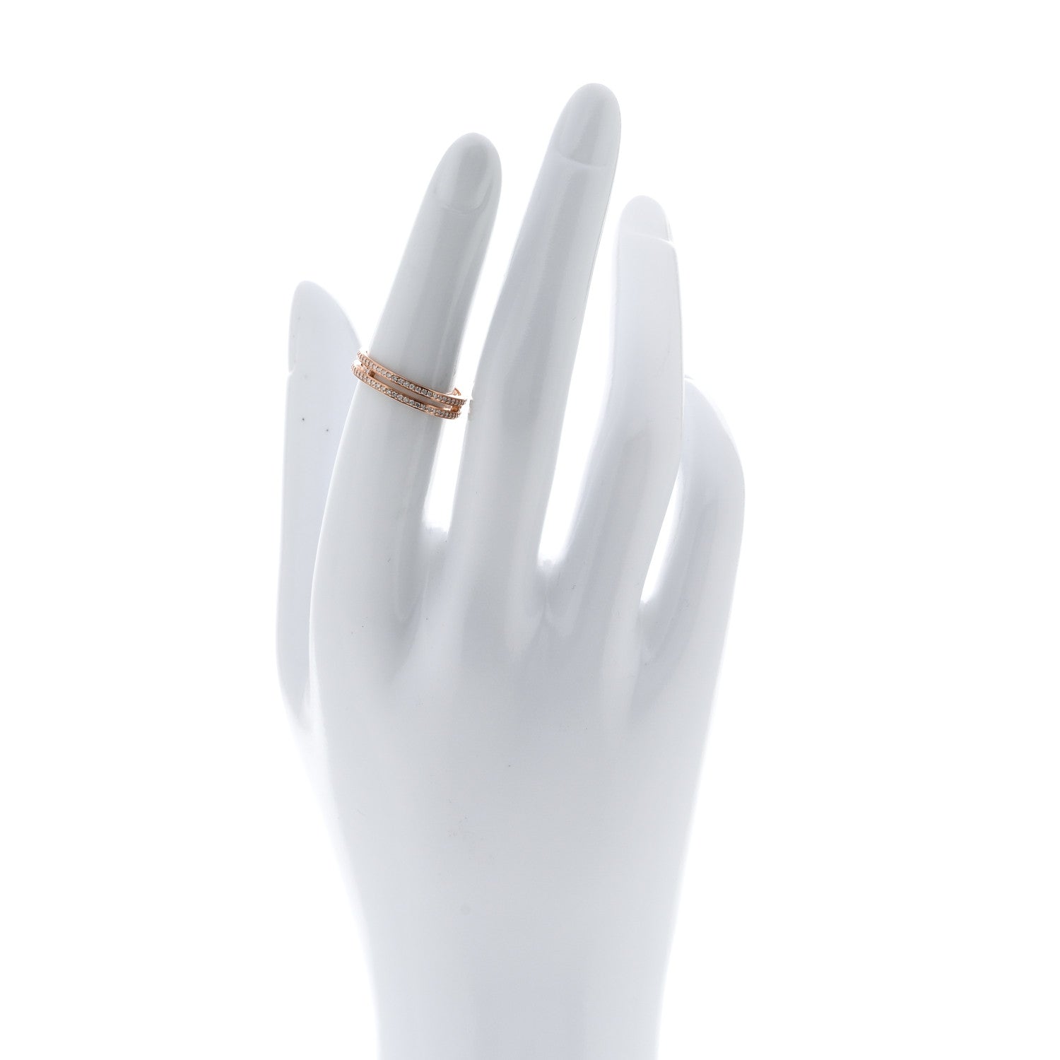 Hermes 18K Rose Gold Diamond Ariane Wedding Band Ring 51 5.75 2 of 6