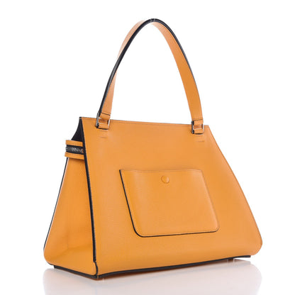 Celine Drummed Calfskin Small Edge Shoulder Bag Saffron 3 of 7