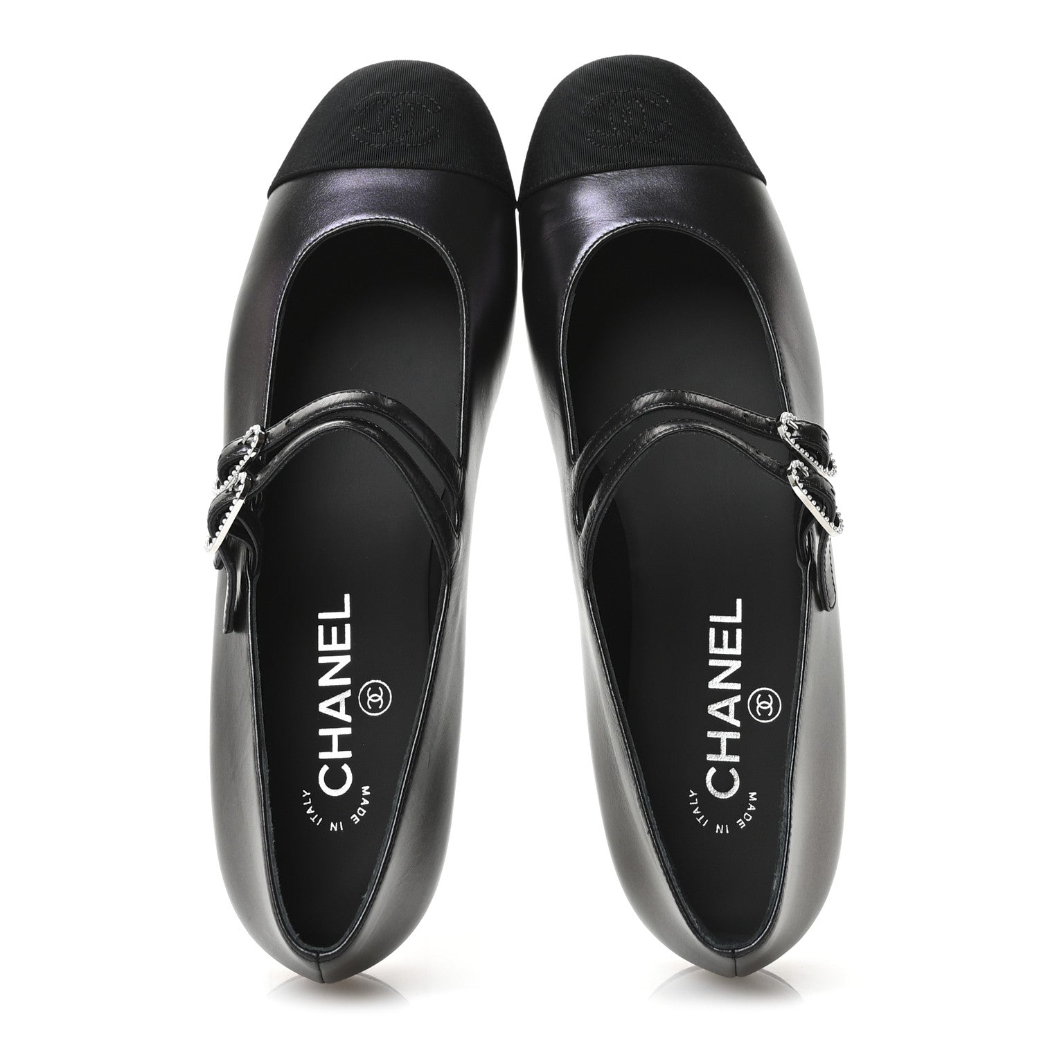 Chanel Lambskin Grosgrain Mary Jane Flats 39.5 Black 2 of 9