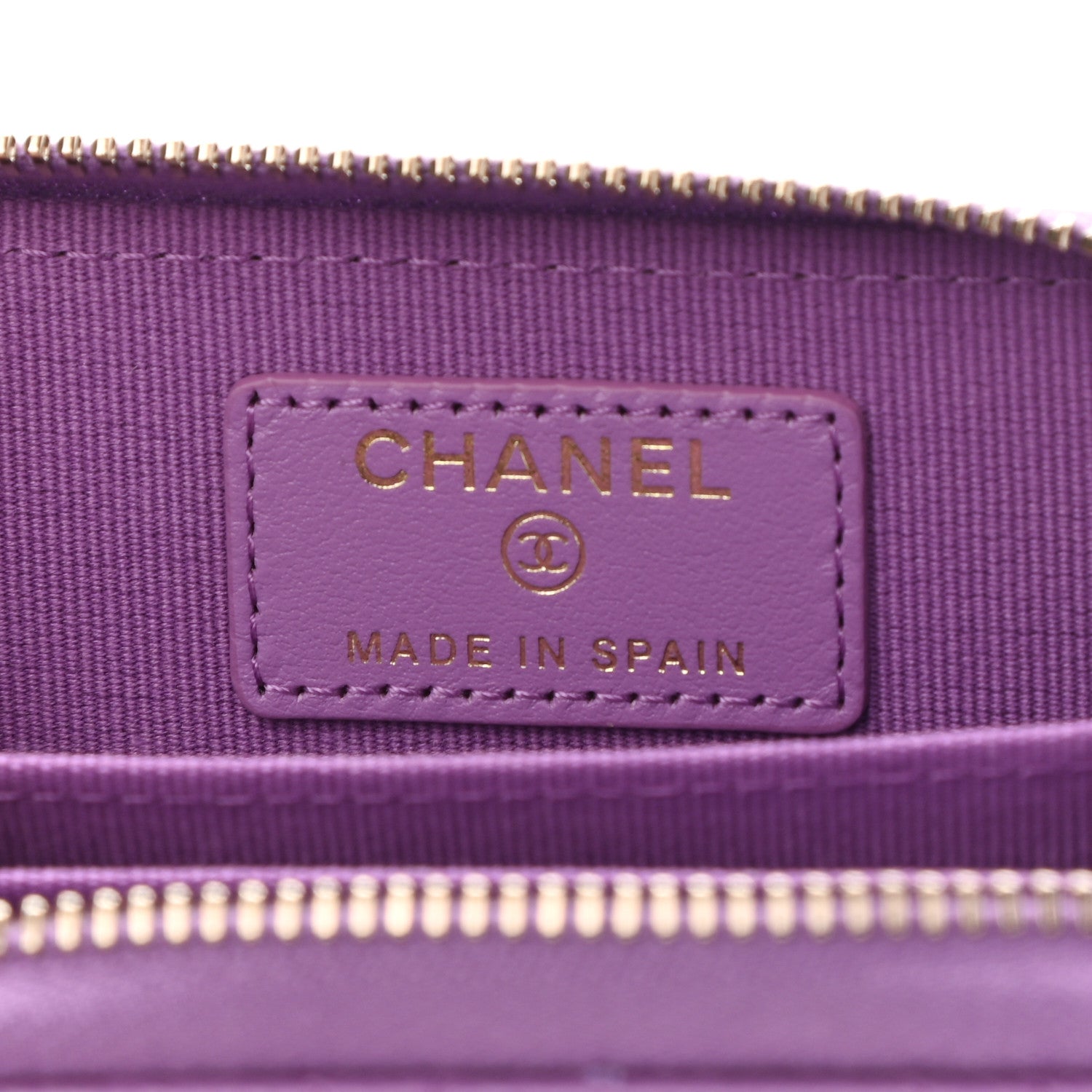 Chanel Caviar Quilted Zip Around Coin Purse Wallet Purple 6 of 8