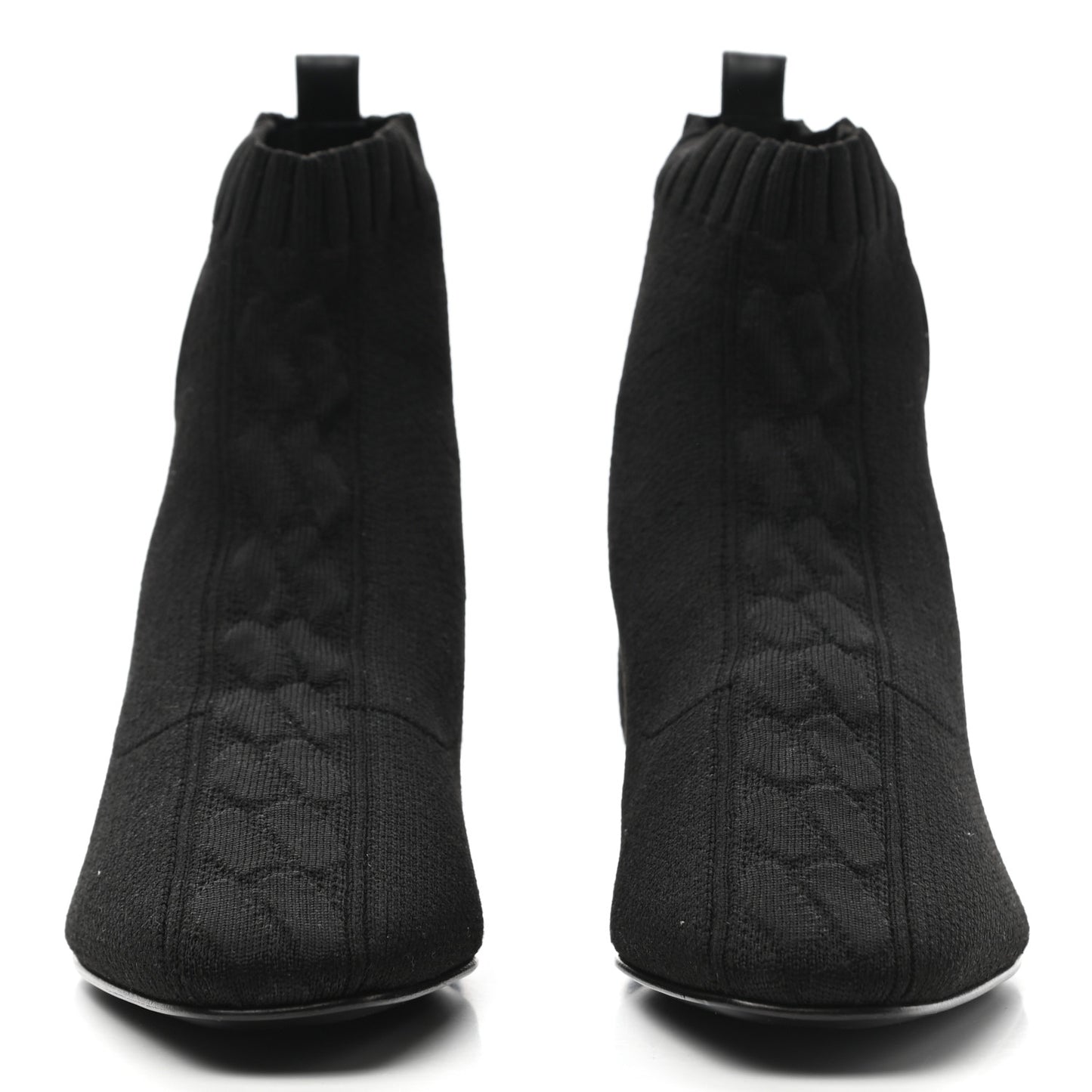 Knit Calfskin Duo Ankle Boots 37 Black