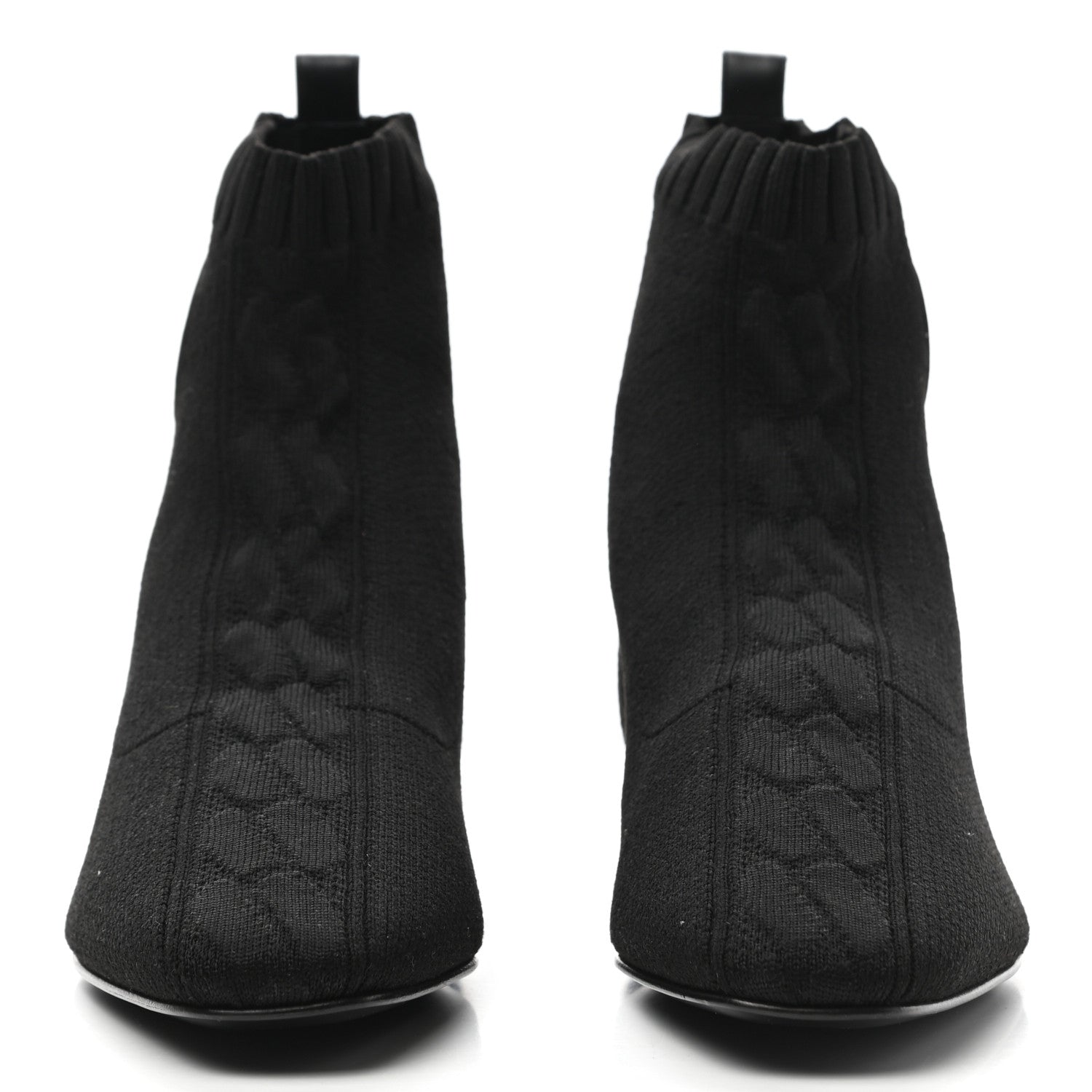 Hermes Knit Calfskin Duo Ankle Boots 37 Black 2 of 7