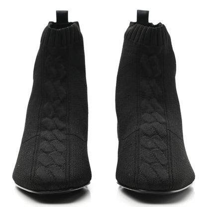 Hermes Knit Calfskin Duo Ankle Boots 37 Black 2 of 7