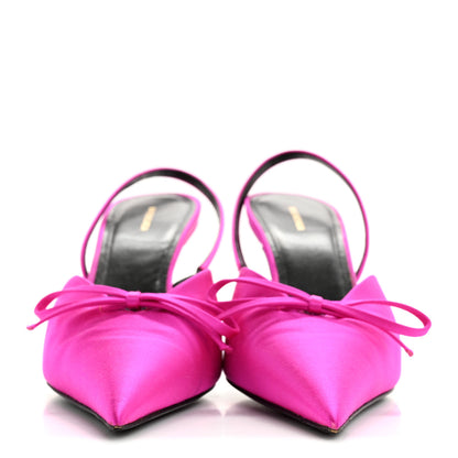 Balenciaga Satin Pointed Toe Knife Slingback Mules 38.5 Rose Fuchsia 3 of 9