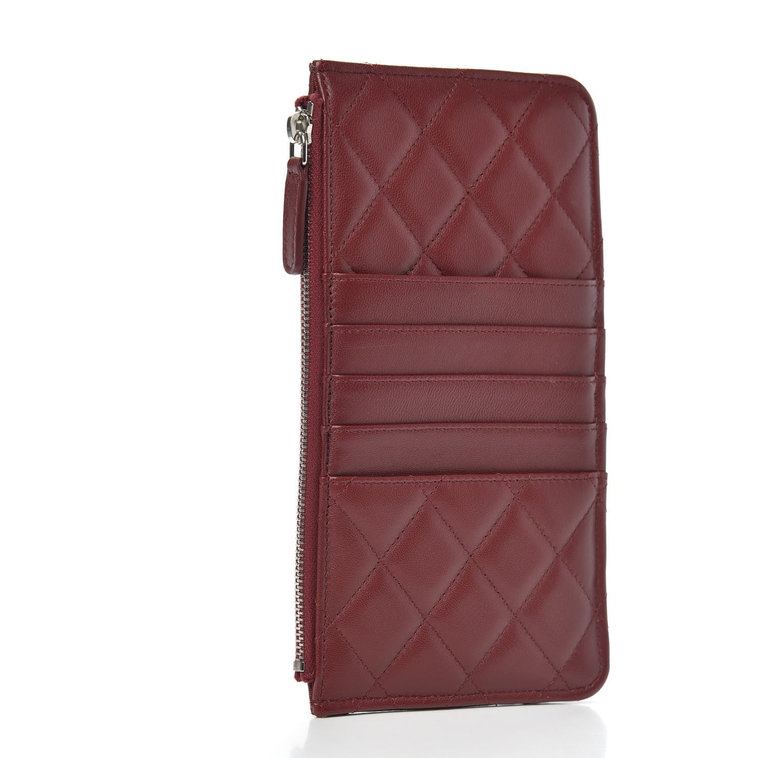 Chanel Lambskin Quilted Classic Flat Wallet Pouch Red 3 of 7