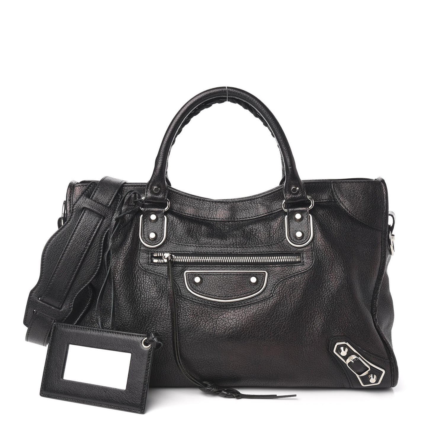 Chevre Silver Metallic Edge Hardware City Black