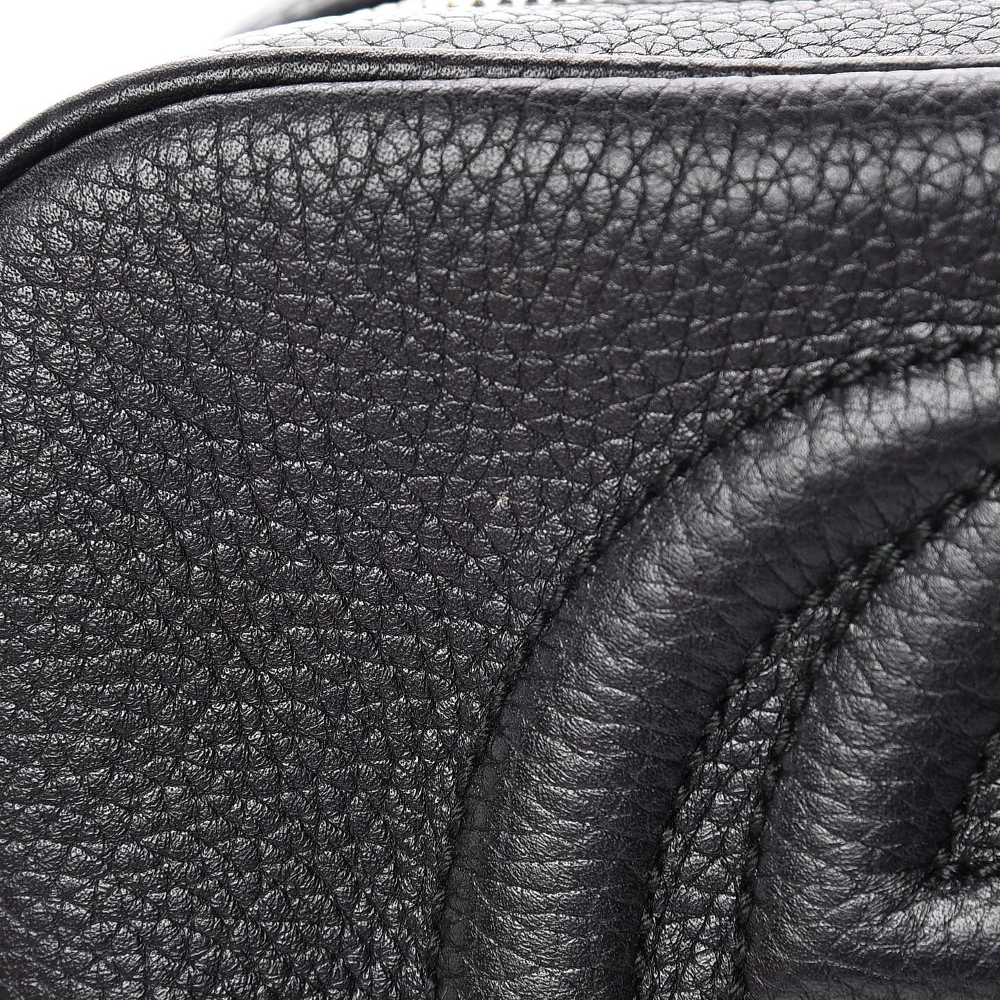 Pebbled Calfskin Small Soho Disco Bag Black