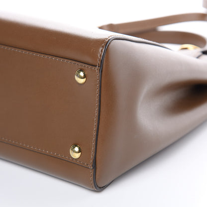Fendi Vitello Morgan Fabric Jacquard Pequin Medium Peekaboo Iconic Satchel Foresta Tobacco Black 9 of 12