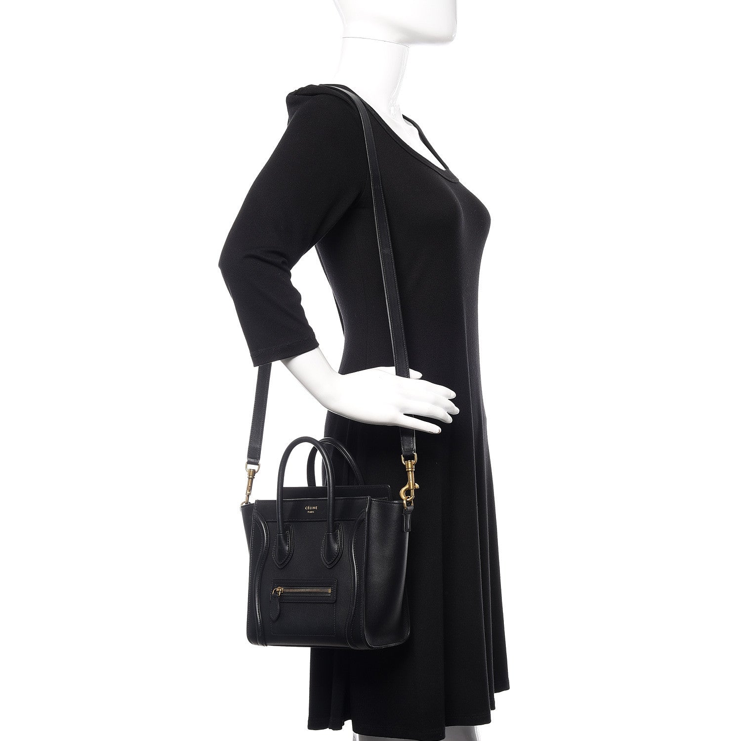 Celine Smooth Calfskin Nano Luggage Black 2 of 10