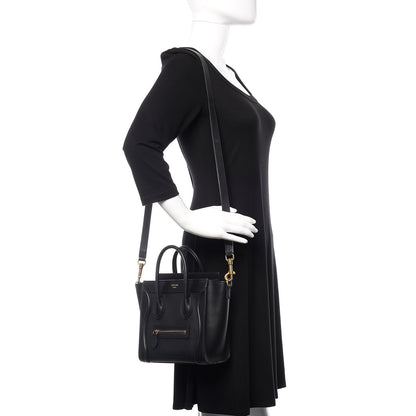 Celine Smooth Calfskin Nano Luggage Black 2 of 10