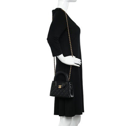 Chanel Shiny Aged Calfskin Quilted Nano Kelly Shopper Black 2 of 11