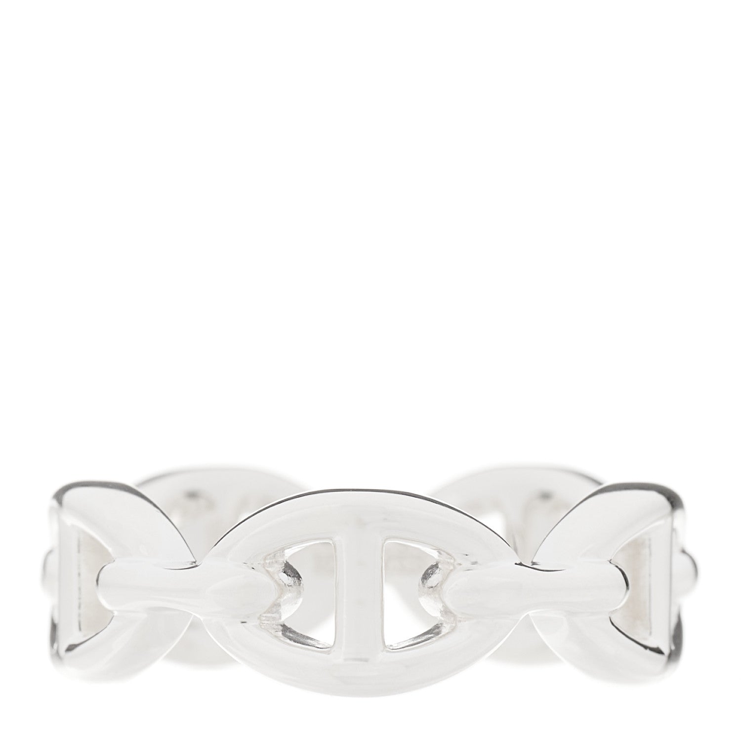Hermes Sterling Silver PM Chaine d'Ancre Enchainee Band Ring 53 6.5 1 of 9