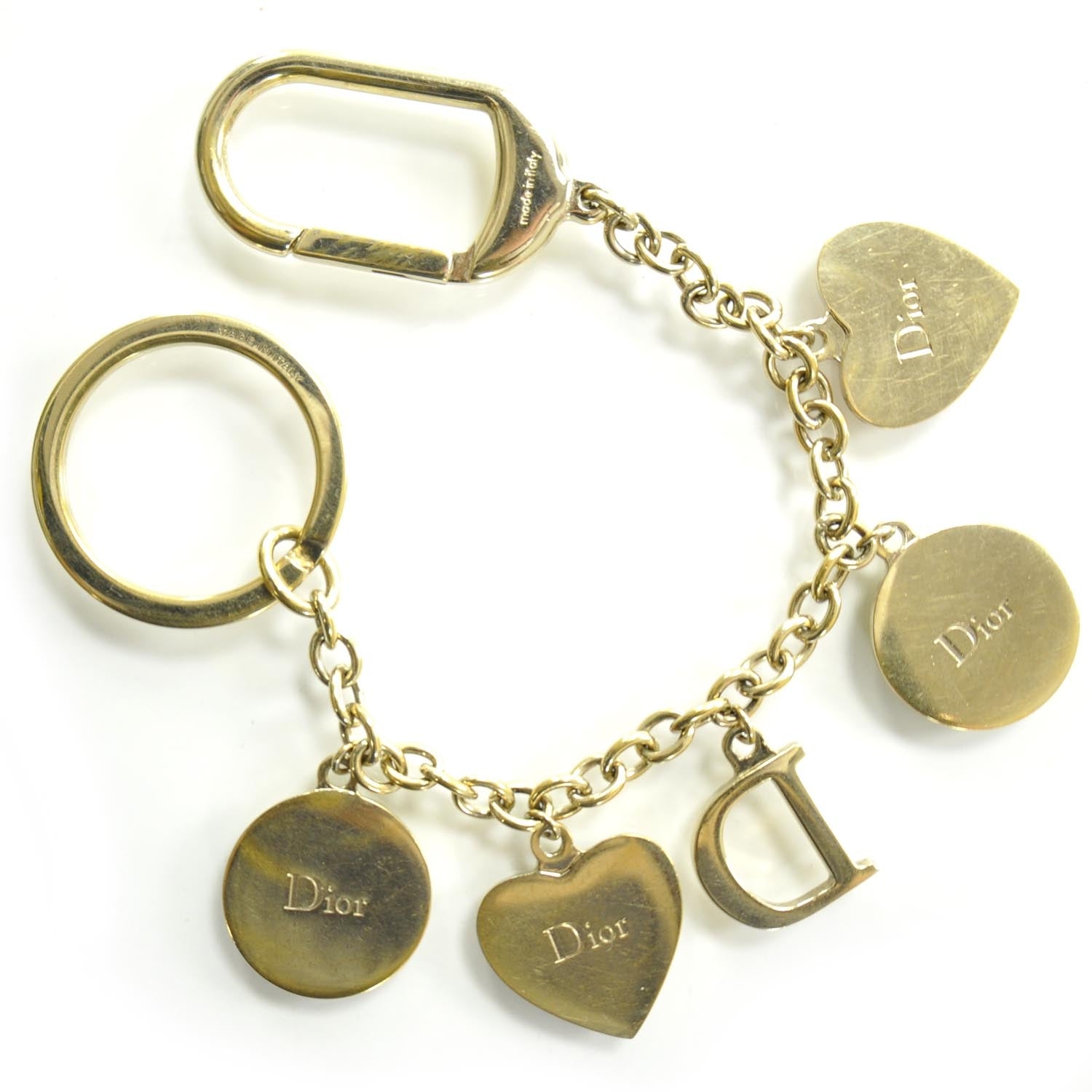 Christian Dior Resin Cannage Heart Charm Keychain 3 of 5