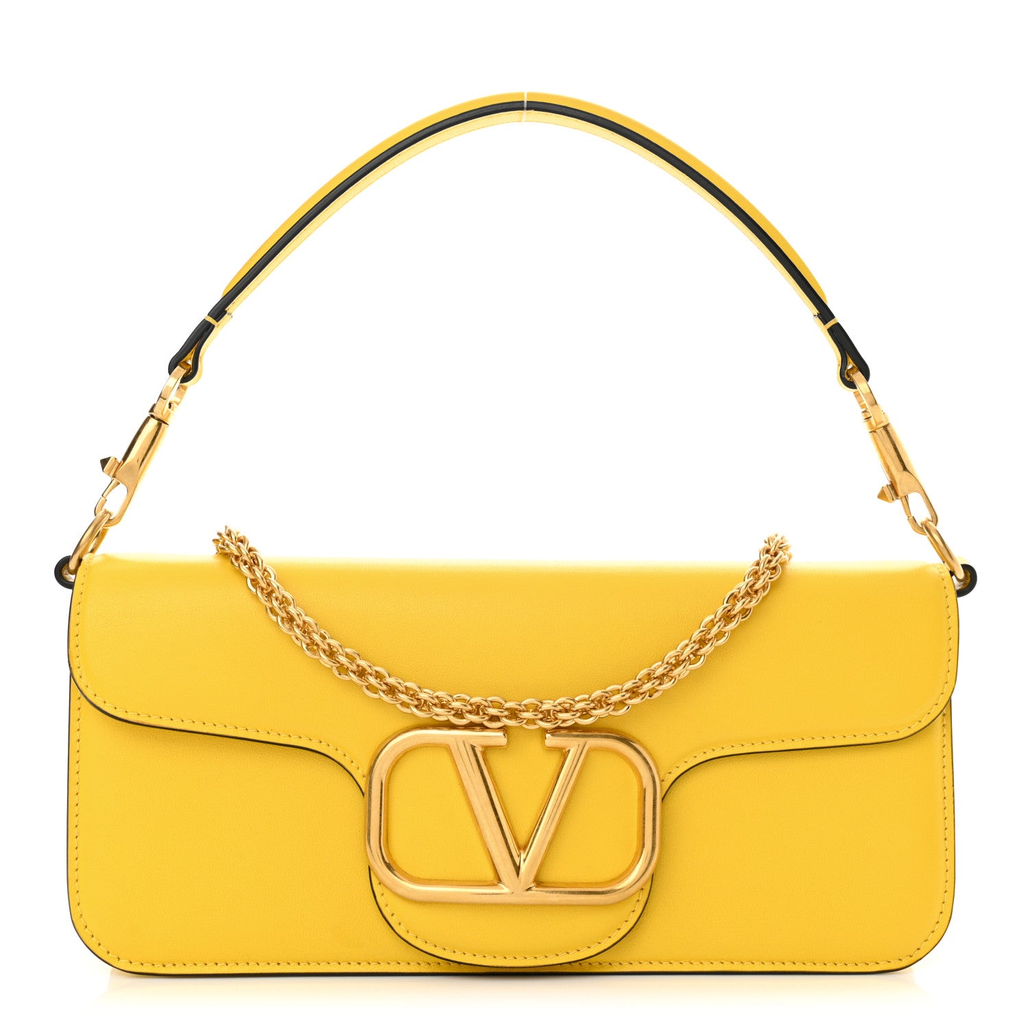 Valentino Garavani Calfskin Vlogo Loco Shoulder Bag Bright Lemon 1 of 11