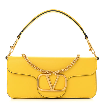 Valentino Garavani Calfskin Vlogo Loco Shoulder Bag Bright Lemon 1 of 11