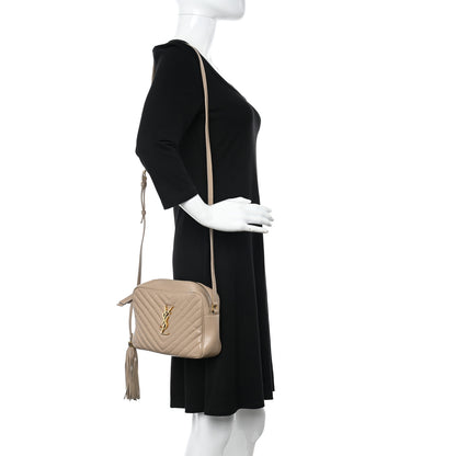 Saint Laurent Calfskin Matelasse Monogram Lou Camera Bag Dark Beige 2 of 15