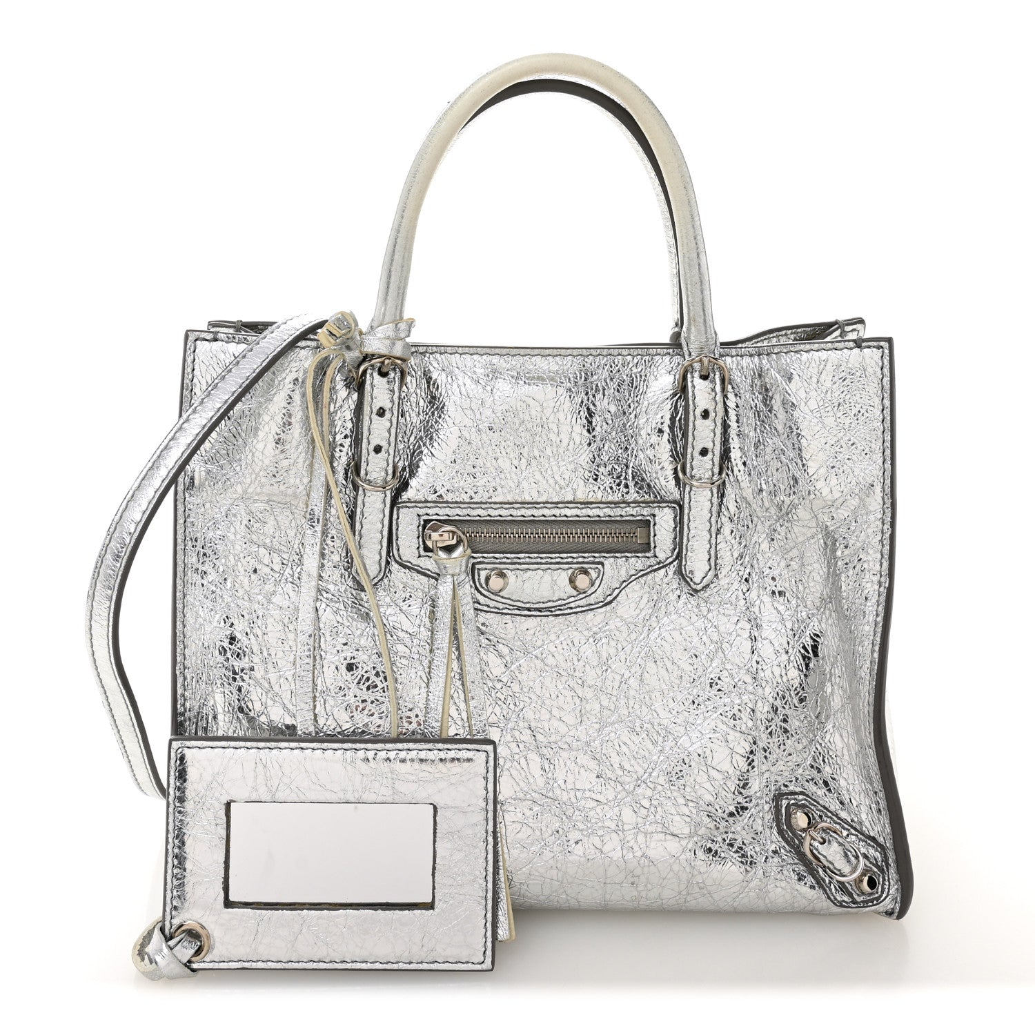 Balenciaga Metallic Calfskin Papier Mini A4 Tote Silver 3 of 12