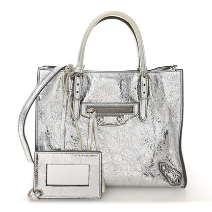 Balenciaga Metallic Calfskin Papier Mini A4 Tote Silver 3 of 12